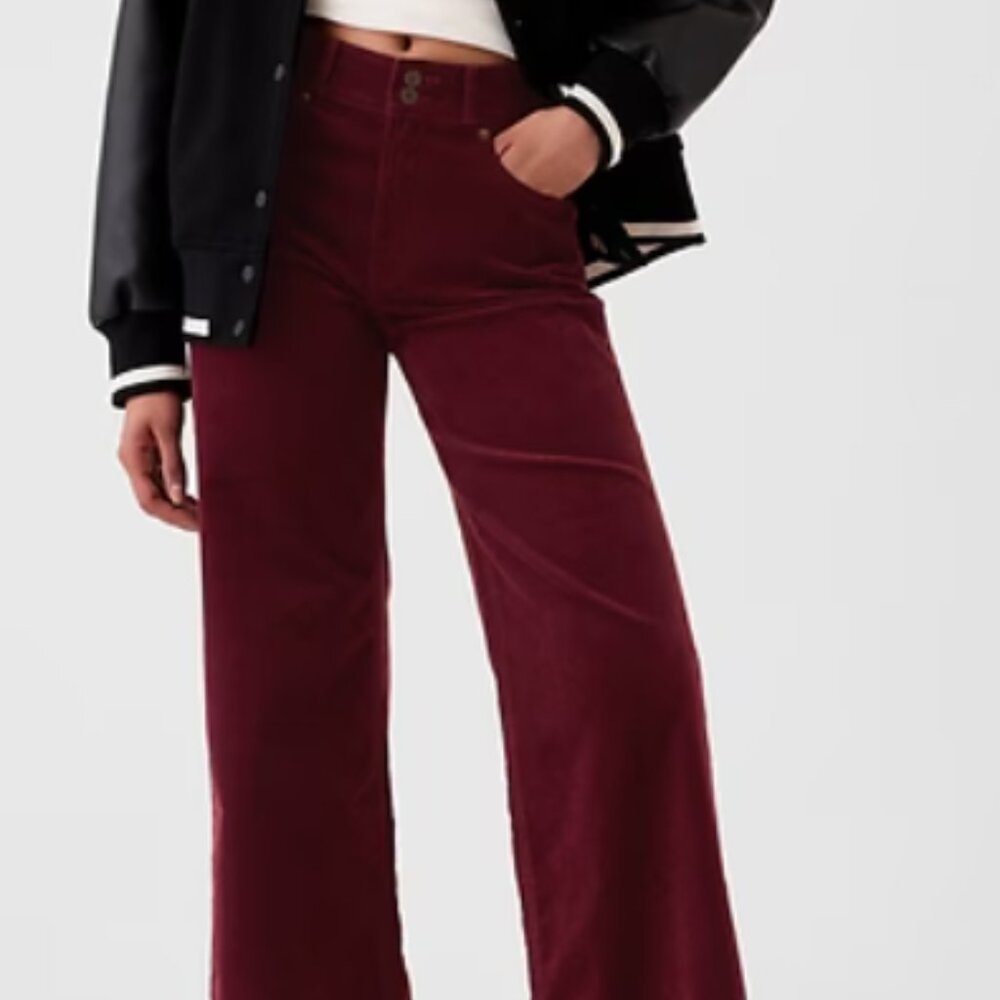 High Rise Corduroy Stride Wide-Leg Pants